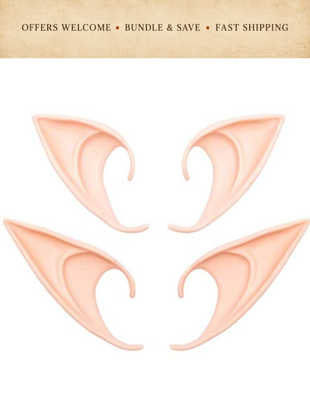 2 Pair Soft Latex Fairy Pixie Elf Ears Cosplay Costume Accessories